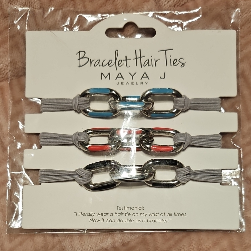 Maya Silver and Multicolor Bracelet Hair Ties